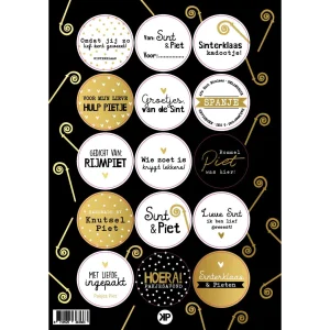 Stickers - Assortiment Sinterklaas Goudfolie (15 stuks)